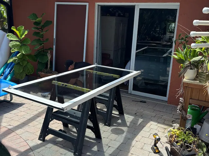 Sliding door repair performed by a professional technician